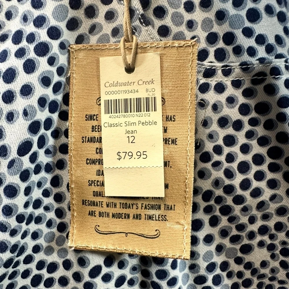 COLDWATER CREEK New‎ White Black Gray Animal Cheetah Print Jeans size 12